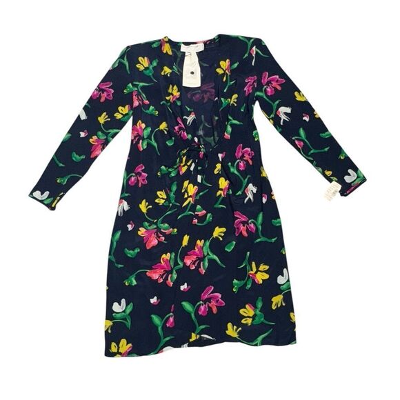 NWT VTG EMANUEL UNGARO SILK  colorful formal wrap long sleeves midi dress sz 12 - Picture 1 of 10